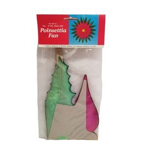 Vintage Christmas Poinsettia Fan Flower Tissue Paper Honeycomb Danish Amscan Red